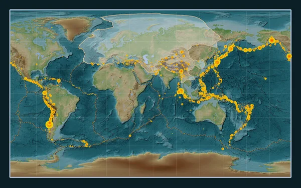 Euroasijský Tektonický Štítek Mapě Výšky Stylu Wiki Projekci Compact Miller — Stock fotografie