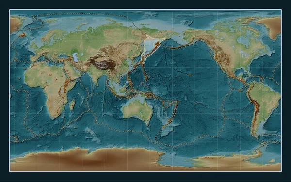 Tablica Tektoniczna Okhotsk Mapie Elewacji Stylu Wiki Projekcji Compact Miller — Zdjęcie stockowe