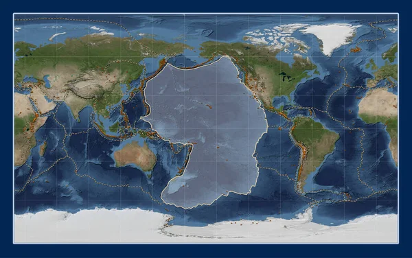 Pazifische Tektonische Platte Auf Der Blue Marble Satellitenkarte Der Compact — Stockfoto