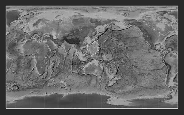 Plaque Tectonique Mer Des Philippines Sur Carte Altitude Niveaux Gris — Photo
