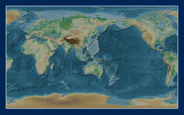 Płyta Tektoniczna Morza Filipińskiego Mapie Elewacji Fizycznej Projekcji Compact Miller — Zdjęcie stockowe