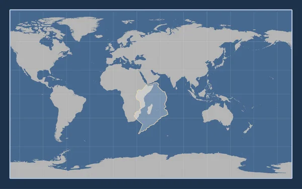 Plaque Tectonique Somalienne Sur Carte Des Contours Solides Dans Projection — Photo