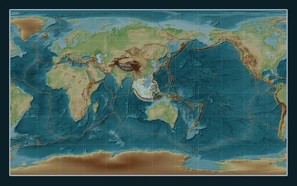 Płyta Tektoniczna Sunda Mapie Elewacji Stylu Wiki Projekcji Compact Miller — Zdjęcie stockowe