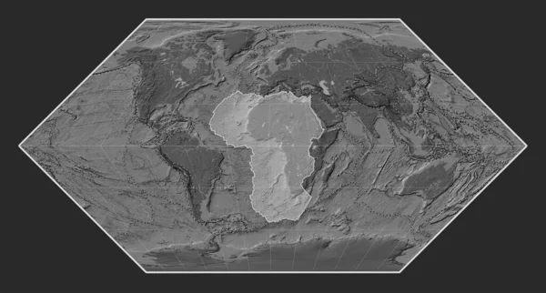 Afrikansk Tektonisk Platta Galla Höjd Kartan Eckert Projektion Centrerad Meridionalt — Stockfoto