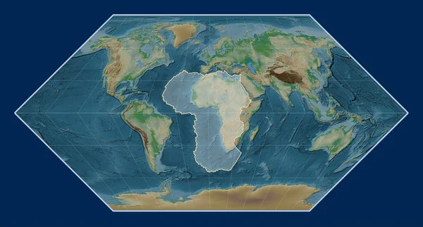 Afrikanische Tektonische Platte Auf Der Physikalischen Höhenkarte Der Eckert Projektion — Stockfoto