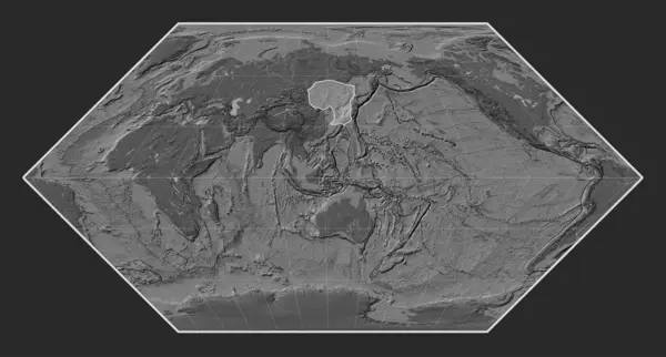 Amur Tektonická Deska Mapě Nadmořské Výšky Projekci Eckert Středem Poledníku — Stock fotografie