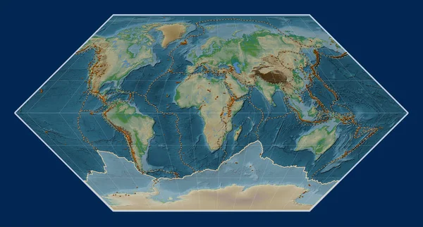 Antarktis Tektoniska Platta Fysisk Höjd Kartan Eckert Projektion Centrerad Meridionalt — Stockfoto