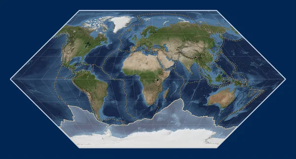 Antarktis Tektoniska Platta Blue Marble Satellitkarta Eckert Projektion Centrerad Meridionalt — Stockfoto