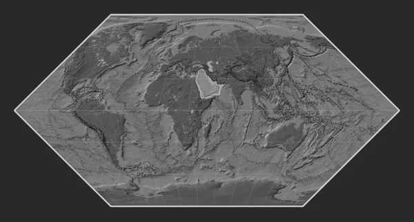 Arabská Tektonická Deska Mapě Nadmořské Výšky Projekci Eckert Středem Poledníku — Stock fotografie