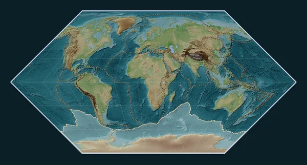 Antarctica Tectonic Plate Wiki Style Elevation Map Eckert Projection Centered — Stock Photo, Image