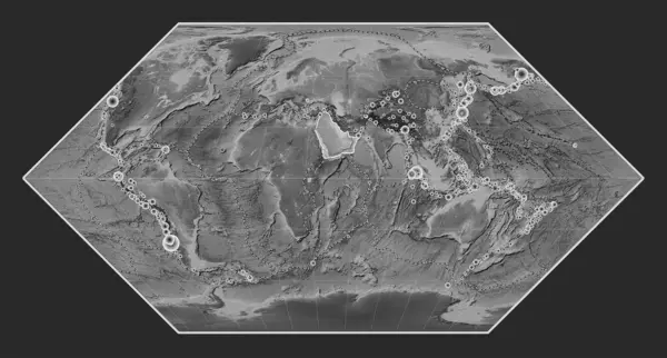 Arabská Tektonická Deska Výškové Mapě Stupních Šedi Projekci Eckert Meridiálně — Stock fotografie