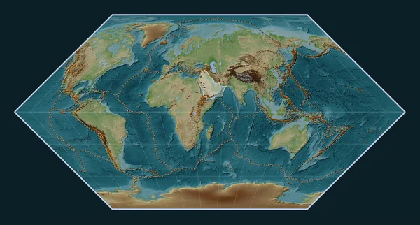 Arabian Tectonic Plate Wiki Style Elevation Map Eckert Projection Centered — Stock Photo, Image