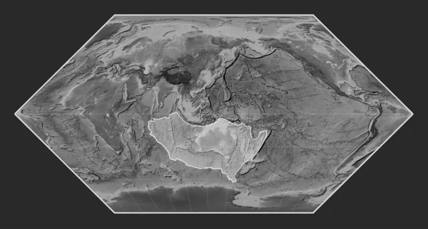 Plaque Tectonique Australienne Sur Carte Altitude Niveaux Gris Dans Projection — Photo