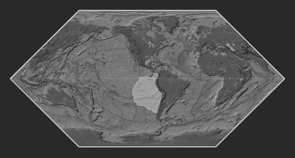 Tektonická Deska Nazca Mapě Nadmořské Výšky Projekci Eckert Byla Poledníku — Stock fotografie