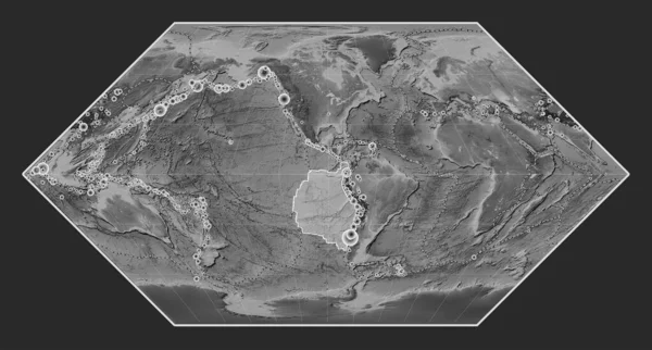 Tektonická Deska Nazca Mapě Výšky Stupních Šedi Projekci Eckert Meridiálně — Stock fotografie
