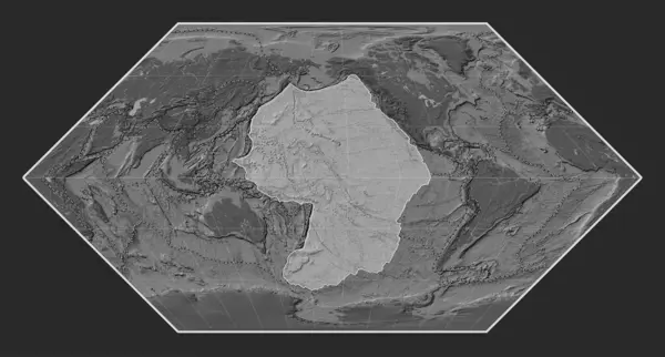 Tektonická Deska Mapě Nadmořské Výšky Projekci Eckert Byla Poledníku Hranice — Stock fotografie