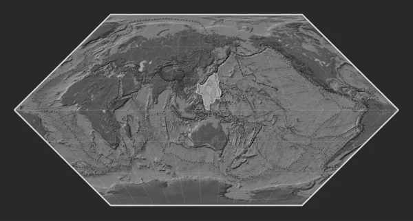 Philippine Sea Tectonic Plate Bilevel Elevation Map Eckert Projection Centered — Stock Photo, Image
