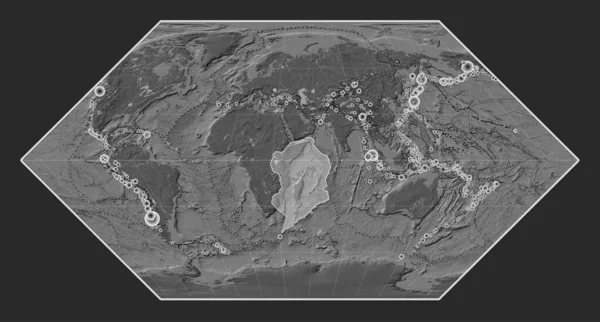 Somálská Tektonická Deska Mapě Nadmořské Výšky Projekci Eckert Meridiálně Soustředila — Stock fotografie