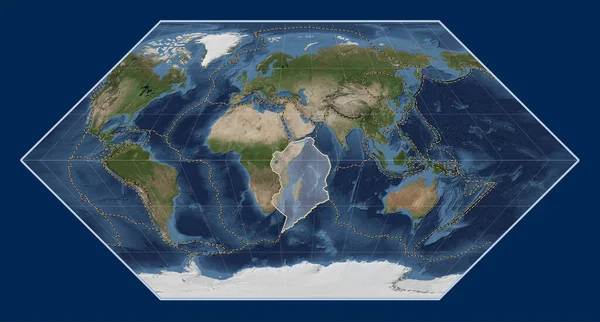 Somalische Tektonische Plaat Blue Marble Satelliet Kaart Eckert Projectie Gecentreerd — Stockfoto