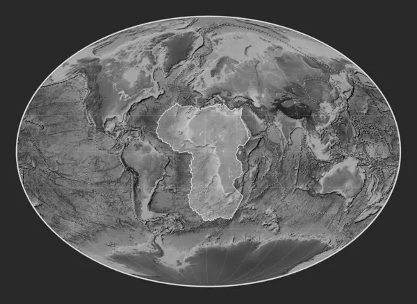 Africká Tektonická Deska Výškové Mapě Stupních Šedi Projekci Fahey Meridálně — Stock fotografie
