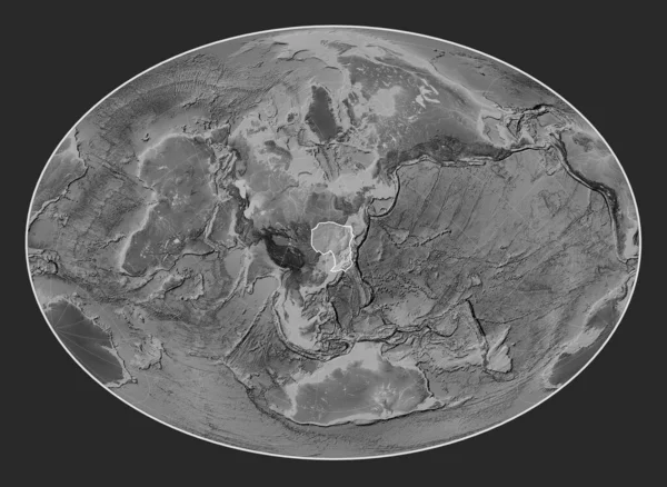 Płyta Tektoniczna Amura Mapie Elewacji Skali Szarości Projekcji Fahey Oblique — Zdjęcie stockowe