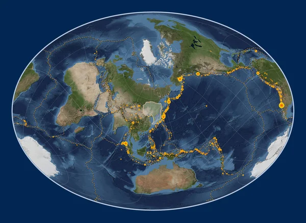 Амурська Тектонічна Плита Супутниковій Карті Блакитного Мармуру Проекції Фахей Обліка — стокове фото