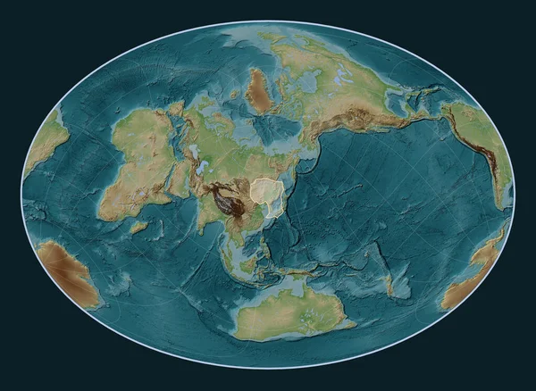 Амурская Тектоническая Плита Карте Высот Стиле Wiki Проекции Фейхи Oblique — стоковое фото