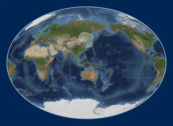 Amur Tektonische Platte Auf Der Blue Marble Satellitenkarte Der Fahey — Stockfoto