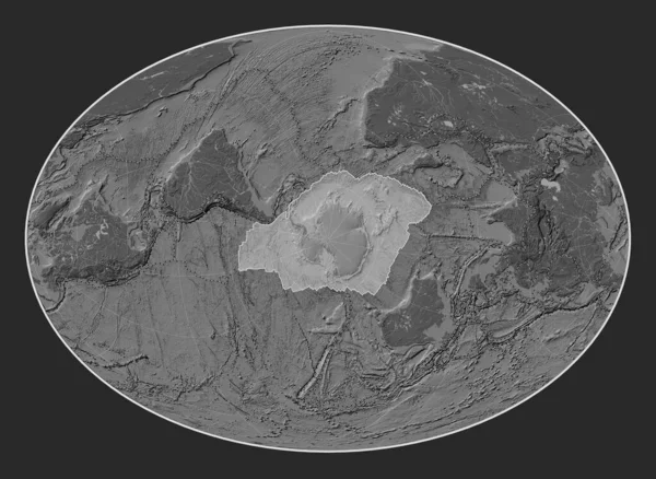 Placa Tectónica Antártica Mapa Elevación Bilevel Proyección Fahey Oblique Centrada — Foto de Stock