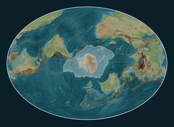 Антарктическая Тектоническая Плита Карте Высот Стиле Wiki Проекции Фейхи Oblique — стоковое фото