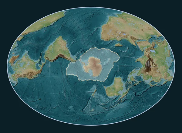 Placa Tectónica Antártica Mapa Elevación Estilo Wiki Proyección Fahey Oblique — Foto de Stock
