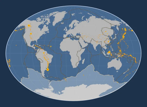 Fahey Projeksiyonunun Meridyenik Merkezli Katı Hat Haritasındaki Antarktika Tektonik Plakası — Stok fotoğraf