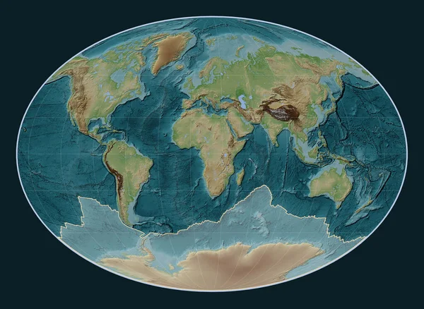 Антарктическая Тектоническая Плита Карте Высот Стиле Wiki Проекции Фейхи Расположенной — стоковое фото