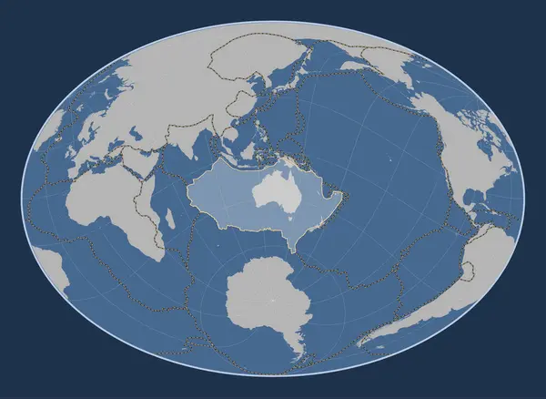 Australische Tektonische Plaat Solide Contourkaart Fahey Oblique Projectie Gecentreerd Meridionaal — Stockfoto