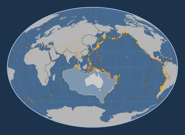 Placa Tectônica Australiana Mapa Contorno Sólido Projeção Fahey Centrada Meridionalmente — Fotografia de Stock