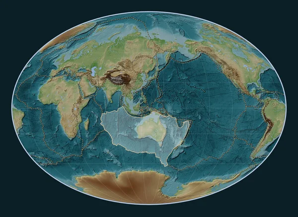 Placa Tectónica Australiana Mapa Elevación Estilo Wiki Proyección Fahey Centrada — Foto de Stock