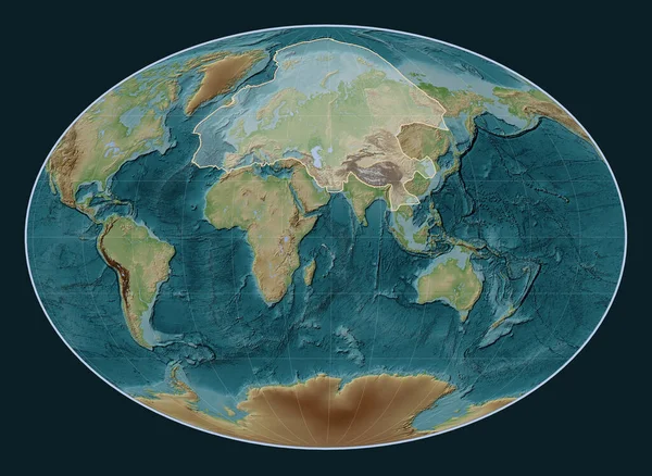 Eurasische Tektonische Platte Auf Der Höhenkarte Wiki Stil Der Fahey — Stockfoto