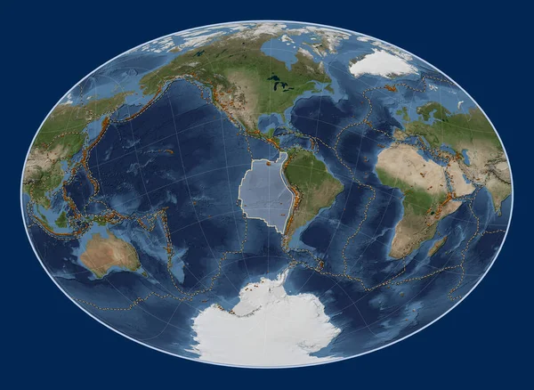 Mavi Mermer Uydu Haritasındaki Nazca Tektonik Plakası Fahey Oblique Projeksiyonunda — Stok fotoğraf