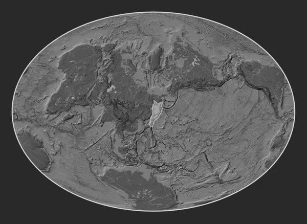 Okhotsk Tektonik Plakası Fahey Oblique Projeksiyonunda Meridyen Enlemsel Olarak Merkezlenmiş — Stok fotoğraf