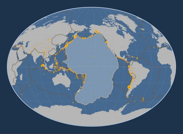 Placa Tectónica Del Pacífico Mapa Contorno Sólido Proyección Fahey Oblique — Foto de Stock