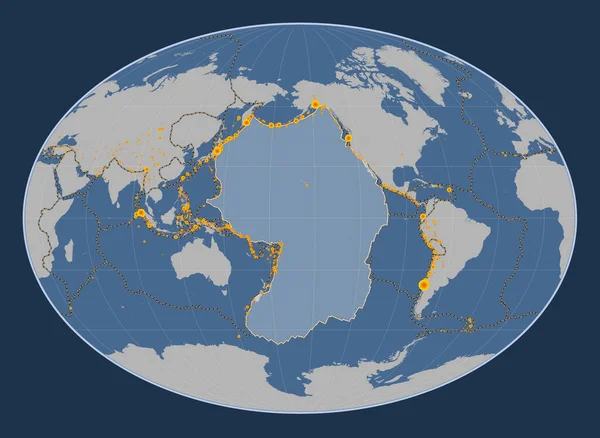 Placa Tectónica Del Pacífico Mapa Contorno Sólido Proyección Fahey Centrada — Foto de Stock