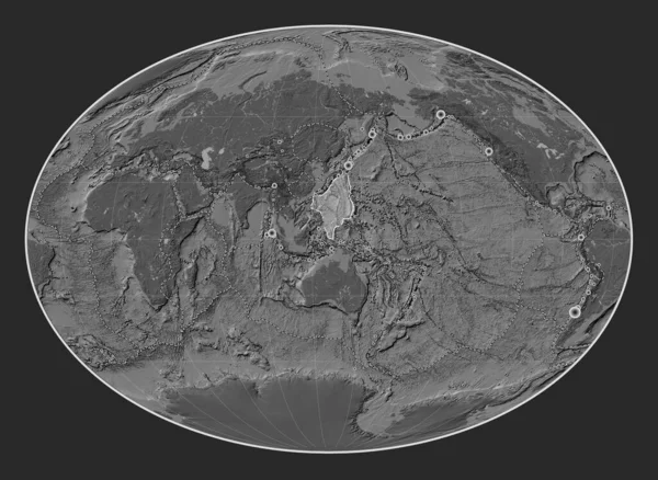 Filipínská Tektonická Deska Mapě Nadmořské Výšky Projekci Fahey Středem Poledníku — Stock fotografie