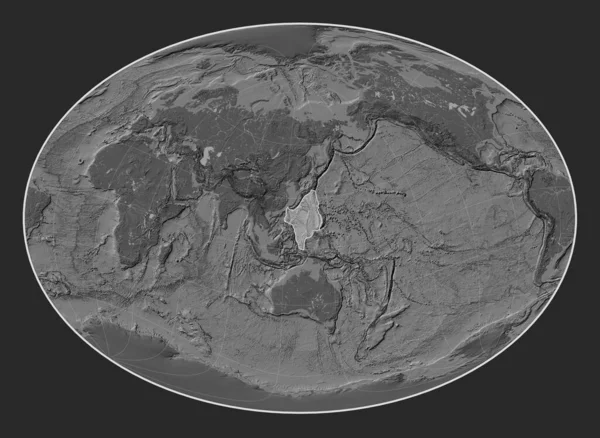 Philippine Sea Tectonic Plate Bilevel Elevation Map Fahey Oblique Projection — Stock Photo, Image