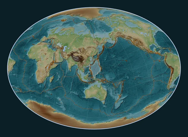 Филиппинская Тектоническая Плита Карте Высот Стиле Wiki Проекции Фейхи Oblique — стоковое фото