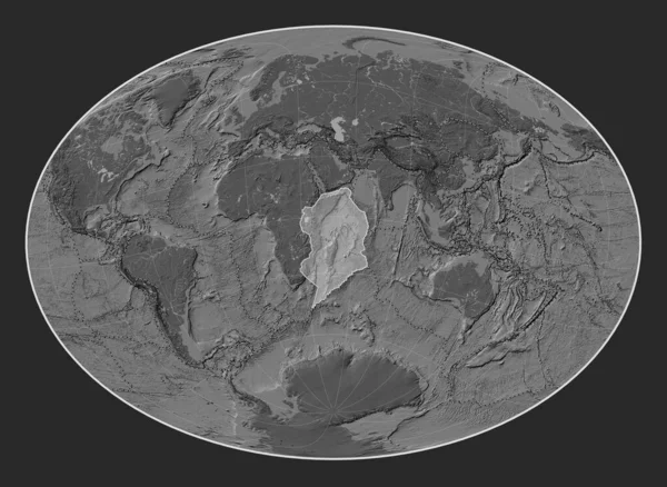 Somálská Tektonická Deska Mapě Nadmořské Výšky Šikmé Projekci Fahey Středem — Stock fotografie