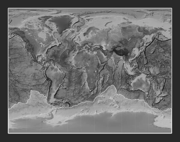 Płyta Tektoniczna Antarktydy Mapie Elewacji Skali Szarości Projekcji Gall Stereographic — Zdjęcie stockowe