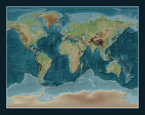 Gall Stereografik Projeksiyonunun Meridyen Merkezli Wiki Stil Yükseltme Haritasında Antarktika — Stok fotoğraf
