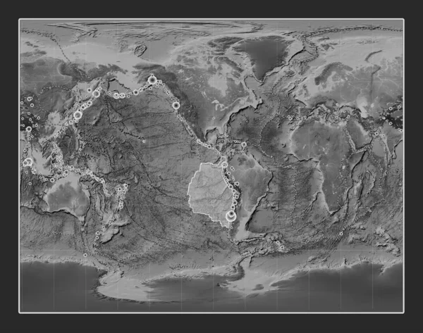 Nazca Tektonische Plaat Grayscale Hoogte Kaart Gal Stereografische Projectie Gecentreerd — Stockfoto