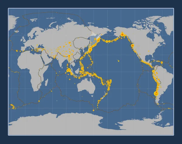 Okhotská Tektonická Deska Pevné Mapě Obrysu Stereografické Projekci Gall Meridálně — Stock fotografie