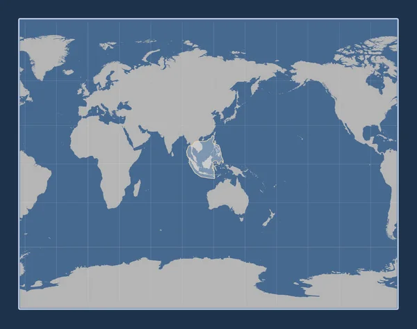Lempeng Tektonik Sunda Pada Peta Kontur Padat Pada Proyeksi Stereografi — Stok Foto